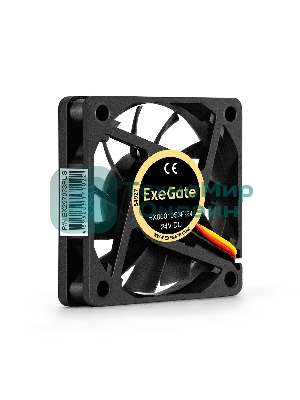 Вентилятор для корпуса ExeGate EX06010S3P-24 черный, 60 мм, 3000 об/мин, 24.1 дБ, 3 pin