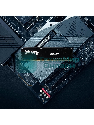 Оперативная память Kingston Fury Beast, DDR5, 32Gb (2x16GB), 6000MHz, CL30, DIMM, с радиатором, черный