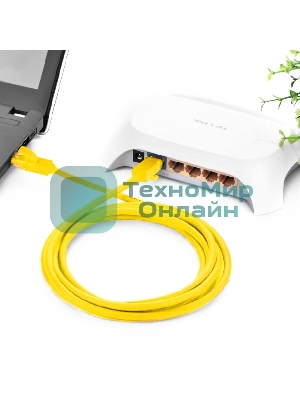 Патч-корд Greenconnect UTP прямой ethernet 0.5m cat.5е, RJ45, литой (Желтый) (GCR-LNC02-0.5m)