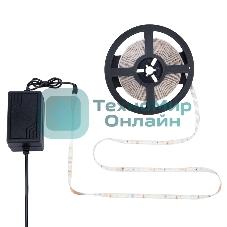 Комплект светодиодной ленты 5 м с блоком питания IP65, теплое белое свечение 3000 К LAMPER