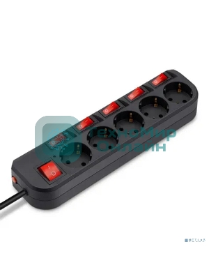 Сетевой фильтр Buro 500SH-3-SW-B 3 м, 5 розеток, черный, коробка