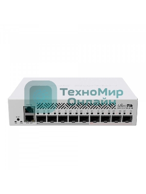 Коммутатор MikroTik Cloud Router Switch CRS310-1G-5S-4S+IN with 800 MHz CPU, 256 MB RAM, 4xSFP+, 5xSFP cages, 1xGbit LAN port, RouterOS L5, desktop case, rackmount ears, PSU