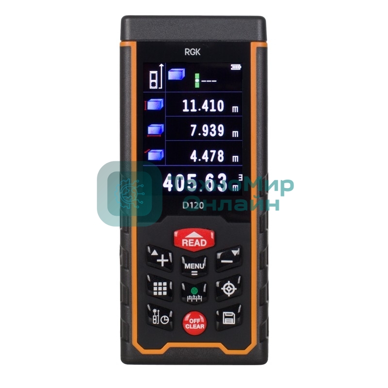Лазерный дальномер RGK D120 0.3-120м ±2мм память 999измерений 125х54х27мм