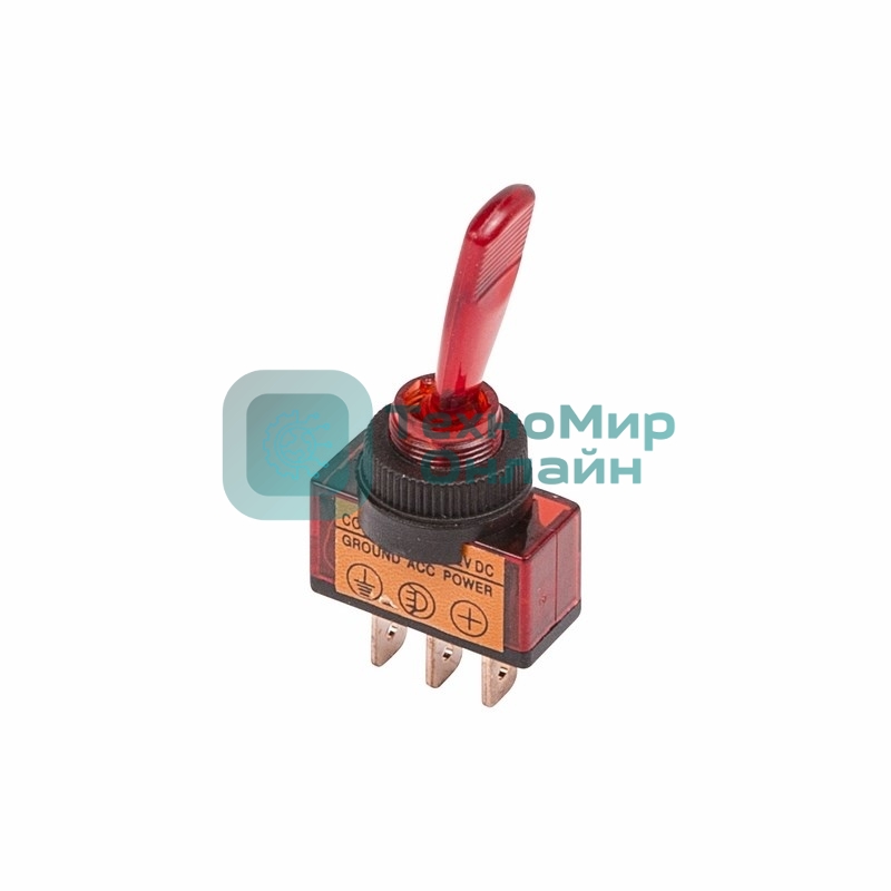 Тумблер Rexant 12V 20А (3c) ON-OFF однополюсный с красной подсветкой
