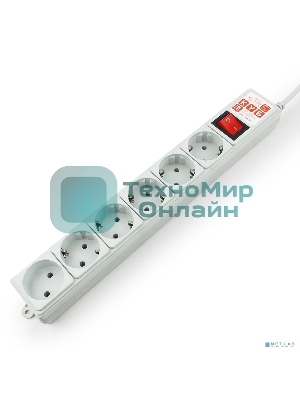 Сетевой фильтр Power Cube B, 3.0 м, 5+1 розетка, серый