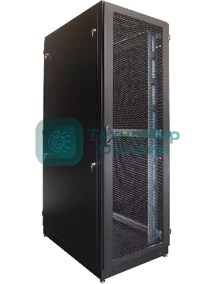 Шкаф серверный напольный 42U (800 1200) дверь перфорированная, задние двойные перфорированные, черный