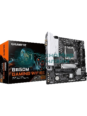 Материнская плата Gigabyte B650M GAMING WIFI6E, AM5, AMD B650, 2xDDR5, 4xSATA, 1xM.2, 1xPCIe 4.0 x16, 1xPCIe 3.0 x1, 1xD-Sub, 1xHDMI (v2.1), 1x2.5Gb LAN, Wi-Fi 6, Bluetooth 5.3, 2xUSB-A 5Gbps, 5xUSB-A 2.0, 3x3.5 мм, 7.1, mATX