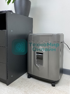 Шредер Heleos АП23-5 серый/серебристый с автоподачей (секр.P-5) фрагменты 145лист. 23лтр. скрепки скобы пл.карты