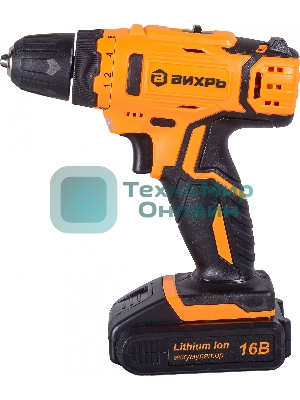 Дрель-шуруповерт аккумуляторная Вихрь ДА-16Л-2КА 72/14/49, Аккумуляторная, 16В, 2 АКБ, Кейс