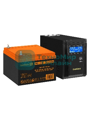 Комплект Источник бесперебойного питания EX295986RUS + батарея 26Aч EX285663RUS 1шт (инвертор, синус, для котла) ExeGate SineTower SZ-600.LCD.AVR.1SH <600VA/360W, чистый синусоида, LCD дисплей, AVR, 1*Schuko, линейно-интерактивный, Black> + батарея ExeGate HRL 12-26 (12В, 26Ач) 1шт