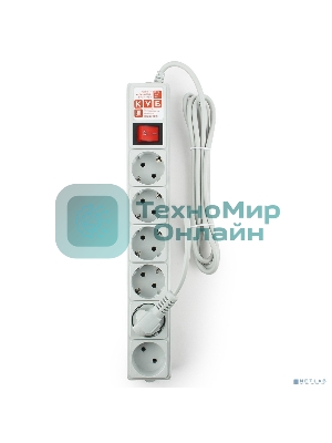 Сетевой фильтр Power Cube B, 3.0 м, 5+1 розетка, серый