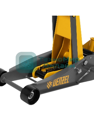 Домкрат гидравлический подкатной Denzel 3 т, 125-470 мм, быстрый подъем, проф.