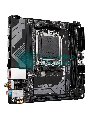 Материнская плата GIGABYTE B650I AX, AM5, AMD B650, 2xDDR5, 2xSATA, 1xM.2, 1xPCIe 4.0 x16, 1xHDMI, 1xDP, 1x2.5Gb LAN, Wi-Fi 6E, Bluetooth 5.3, 1xUSB-C 5Gbps, 1xUSB-A 5Gbps, 3xUSB-A 2.0, 3x3.5 мм, 7.1, ITX