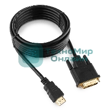 Кабель HDMI-DVI Cablexpert CC-HDMI-DVI-10, 19M/19M, single link, медь, позол.разъемы, экран, 3.0м, черный, пакет