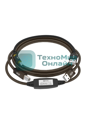 Кабель активный GCR 5.0m USB 2.0, AM/BM, черно-прозрачный, с усилителем сигнала, разъем для доп.питания, 28/24 AWG