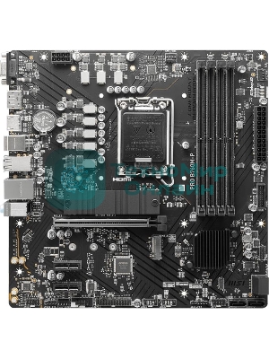 Материнская плата MSI PRO B760M-P DDR5, LGA 1700, Intel B760, 4xDDR5, 4xSATA, 2xM.2, 1xPCIe 4.0 x16, 2xPCIe 3.0 x1, 1xHDMI, 1xDP, 1xVGA, 1x1Gb LAN, 4xUSB-A 2.0, 1xUSB-A 3.2 Gen 1, 1xUSB-C 3.2 Gen 2, 3x3.5 мм, 7.1, mATX