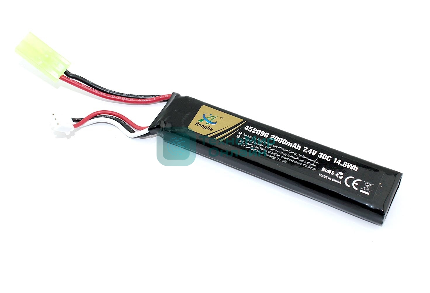 Портативный аккумулятор Li-Pol 7.4V 452096 2000mAh разъем mini Tamiya plug