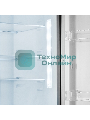 Холодильник Maunfeld MFF185NFSB10 черная нержавеющая сталь двухкамерный инвертор 240/100л морозилка снизу, No Frost