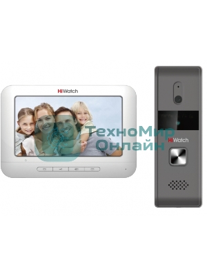Комплект аналогового видеодомофона HiWatch DS-D100K Антивандальная вызывная панель с камерой разрешением 720 х 576 и ИК-подсветкой до 2м + 7