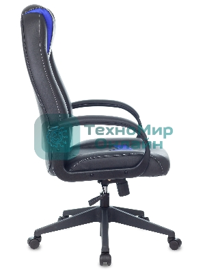 Кресло Zombie 8 черный/синий, экокожа, 120 кг, механизм качания