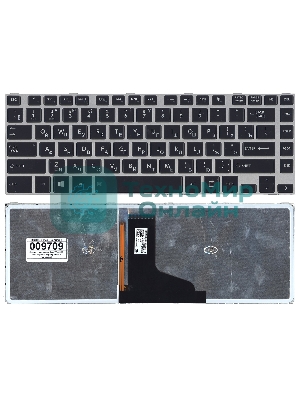 Клавиатура для ноутбука Toshiba M40T черная с серой рамкой и подсветкой