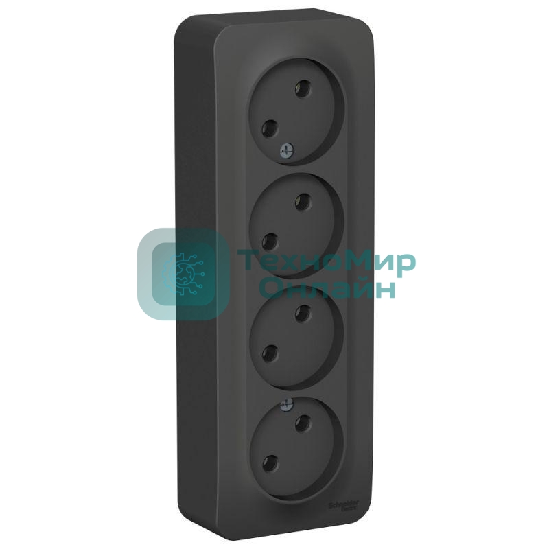 Розетка 4-м ОП Blanca 16А 250В без шторок без заземл. изол. пласт. антрацит SchE BLNRA000416