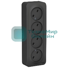 Розетка 4-м ОП Blanca 16А 250В без шторок без заземл. изол. пласт. антрацит SchE BLNRA000416