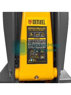 Домкрат гидравлический подкатной Denzel 3 т, 125-470 мм, быстрый подъем, проф.