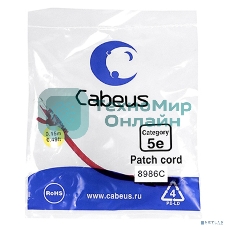 Шнур комм. Cabeus, Cat.5e, неэкр., U/UTP, RJ45/RJ45, PVC, AWG24, 0.15м, красный