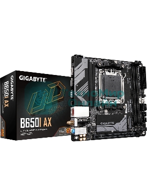 Материнская плата GIGABYTE B650I AX, AM5, AMD B650, 2xDDR5, 2xSATA, 1xM.2, 1xPCIe 4.0 x16, 1xHDMI, 1xDP, 1x2.5Gb LAN, Wi-Fi 6E, Bluetooth 5.3, 1xUSB-C 5Gbps, 1xUSB-A 5Gbps, 3xUSB-A 2.0, 3x3.5 мм, 7.1, ITX