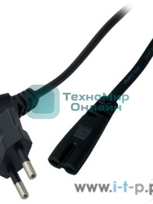 Шнур сетевой Rexant вилка угловая - евроразъем С7, кабель 2x0,5 мм², длина 1,5 м. (PE пакет)