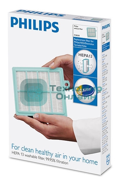 Фильтр для пылесоса Philips FC8038/01 HEPA13, для пылесосов Performer FC915X/FC917X, SilentStar FC93XX, Jewel FC90XX, Marathon FC9205, PowerPro FC876X
