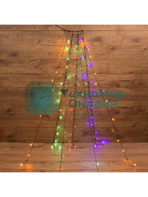 Елочная гирлянда с кольцом Neon-night, 7 нитей по 1,8 метра, цвет диодов мультиколор, не соединяется
