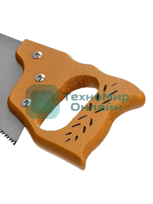 Ножовка по дереву Sparta 450 мм, 7-8 ТРI, каленый зуб, линейка, деревянная рукоятка