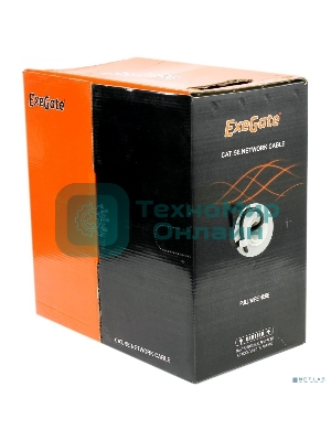 Кабель UTP 4 пары кат.5e Exegate медь, внешн. прокладка, без троса, бухта 305м, черный, PE