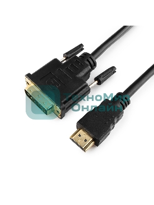 Кабель HDMI-DVI Cablexpert CC-HDMI-DVI-15, 19M/19M, single link, медь, позол.разъемы, экран, 4.5м, черный, пакет