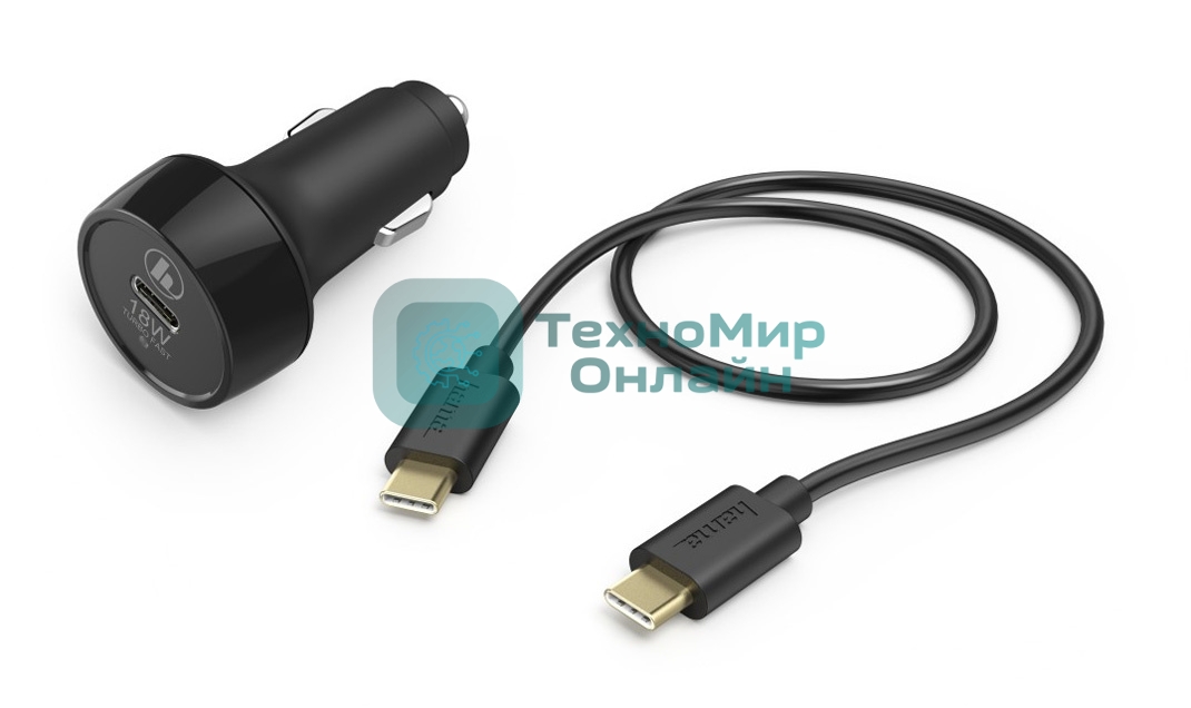 Автомобильное зар./устр. Hama H-183327 3A PD+QC универсальное кабель USB Type C черный (00183327)