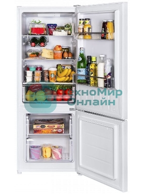 Холодильник Maunfeld MFF144SFW белый глянц. двухкамерный 154/52л морозилка снизу, ручная разморозка