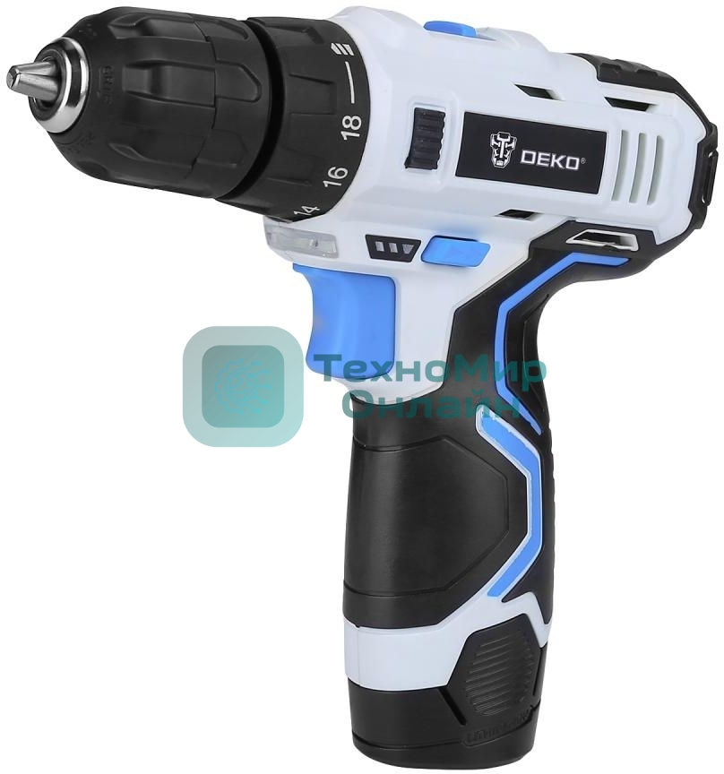 Дрель-шуруповерт Deko GCD12DU3, 12 В, 1.5 Ач, 32 Нм, щеточный