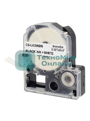 Картридж ленточный Cactus CS-LK3WBN черный шрифт, белый фон (9 мм, 9 м) для Epson LW300/LW400/LW700/LW600P/LW1000P/K400/Z700/Z900