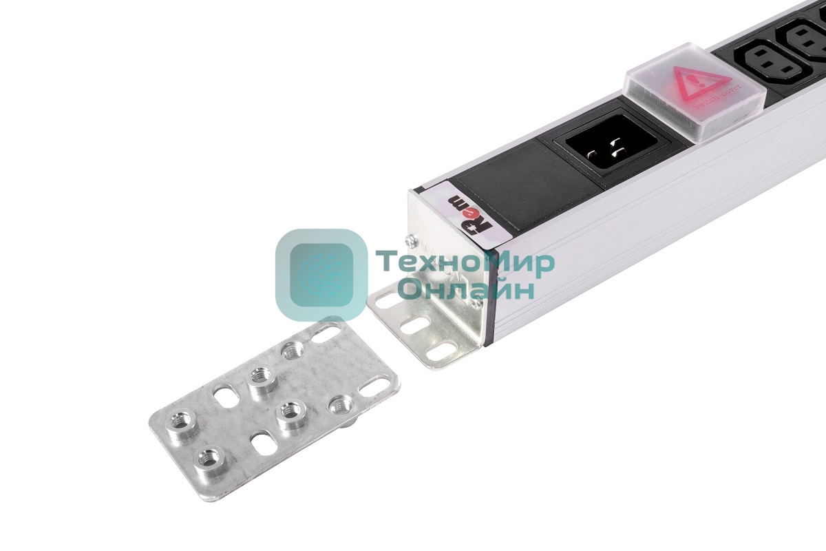 Вертикальный блок розеток ЦМО Rem-16 с выкл., 14 IEC 60320 C13, 10 C19, вход C20 16A, алюм., 33-38U (R-16-14C13-10C19-V-1420)