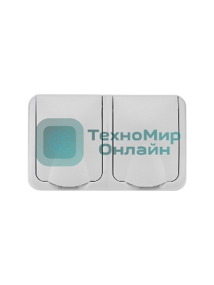 Блок горизонтальный 2 розетки (керамика) Mini OG IP54 с заземлением, о/у, серый Kranz
