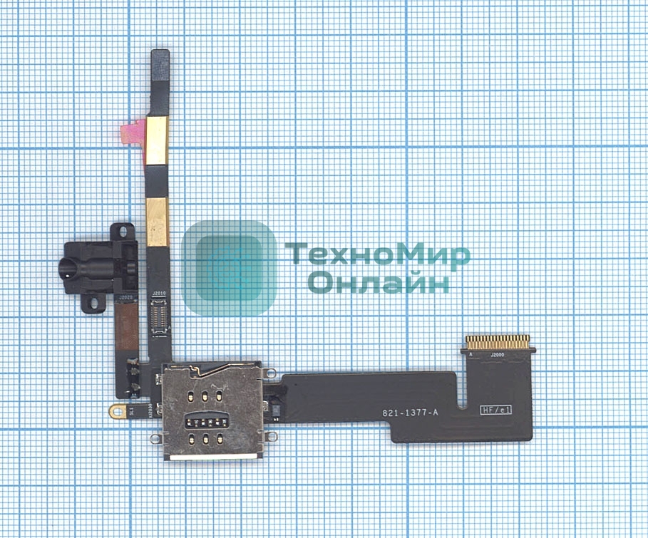 Шлейф аудио разъема с коннектором Sim карты для планшета Apple iPad 2