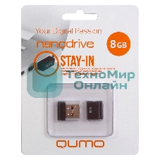 Флешка USB 2.0 QUMO 8Gb, NANO QM8GUD-NANO-B черный