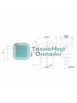 Выключатель клавишный Rexant 12V 15А (3с) ON-OFF зеленый с подсветкой Mini