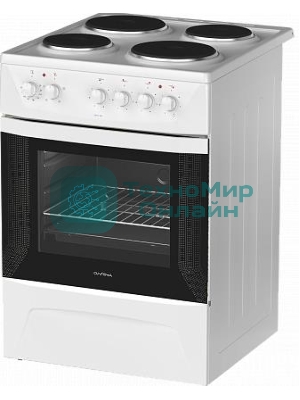 Плита электрическая Darina 1D EM 141 404 W белый/черный, конфорок 4 шт, духовка 50 л, 60 см x 85 см x 60 см