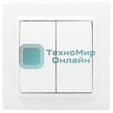 Выключатель 2-клавишный СП,10А, белый EKF Basic Минск