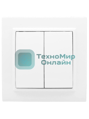 Выключатель 2-клавишный СП,10А, белый EKF Basic Минск
