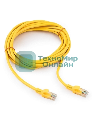 Патч-корд UTP Cablexpert cat.5e, 5м, литой, многожильный (желтый)