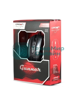 Мышь проводная Crown Gaming CMXG-601 черный, 1800 dpi, USB, кнопки - 7